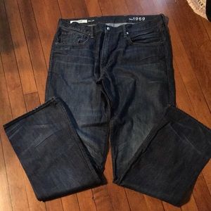 GAP DARK WHISKER WASHED BOOT CUT MEN’S JEANS 36x34